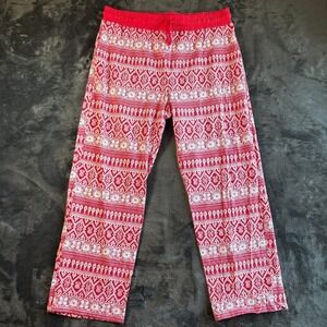 Red White Pattern Lounge Pants Womens Size 16 Comfy Casual Lightweight